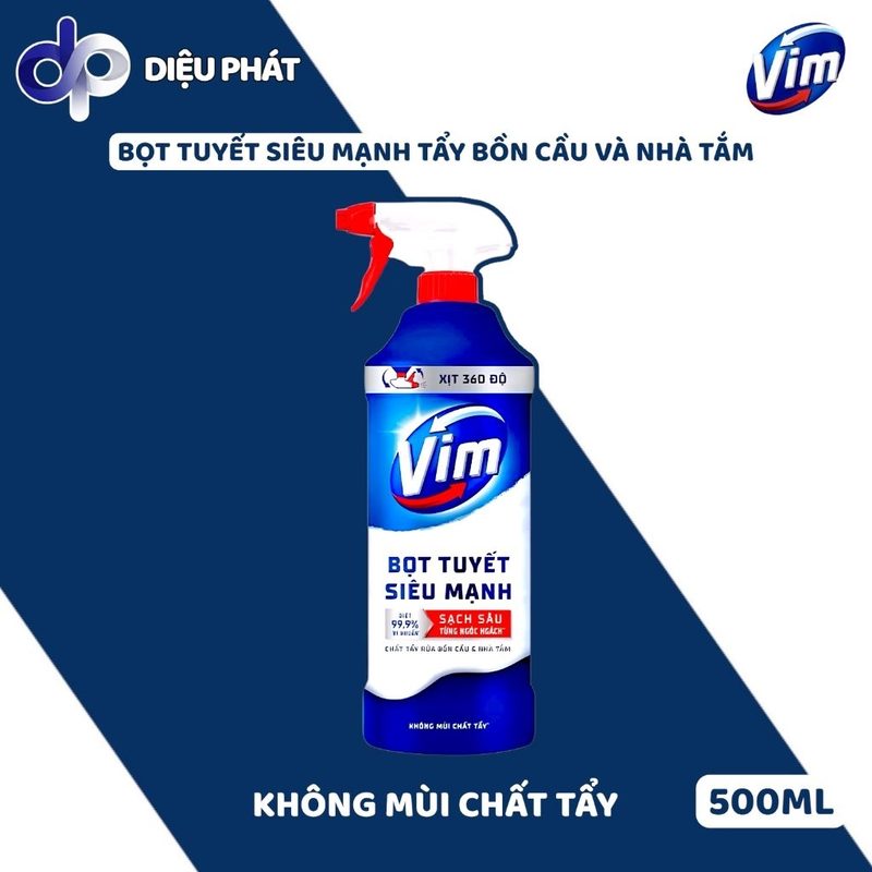 COMBO Xịt Bọt Tuyết VIM Tẩy Bồn Cầu 500ml Đa Năng - Tẩy Sạch Nhà Tắm & Toilet Nhanh Chóng