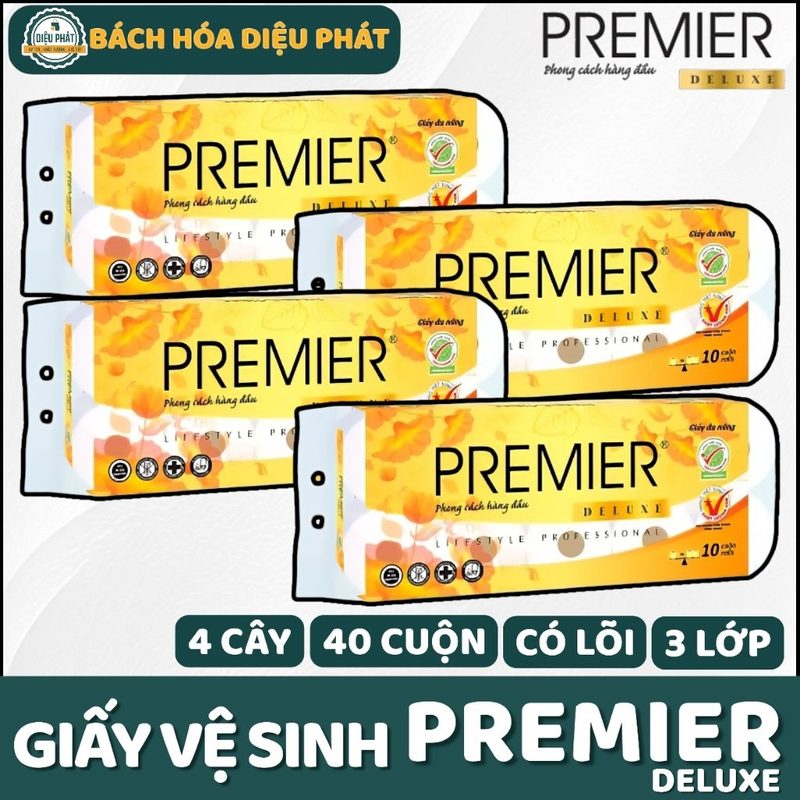 Ảnh 3 của COMBO 4 Giấy Vệ Sinh Premier Deluxe 3 Lớp – Gói 10 Cuộn Trắng, Không Mùi, Thấm Hút Tốt