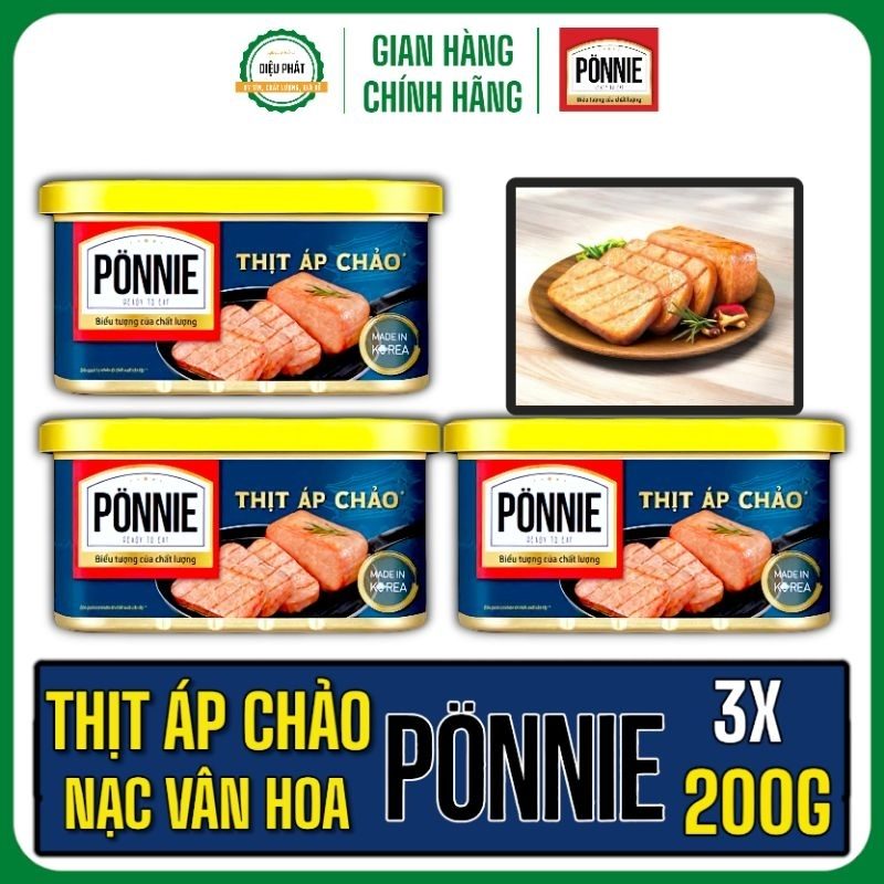 Ảnh 2 của COMBO 3 Thịt Áp Chảo PONNIE Hộp 200G - Phá Đảo Cơm Nóng, Bảo Quản Tự Nhiên Từ Cần Tây - Thịt Hộp