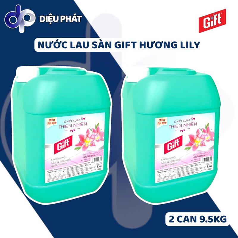 COMBO 2 Nước Lau Sàn Gift Hương Lily Can 9.5KG Sạch Bóng Ngát Hương