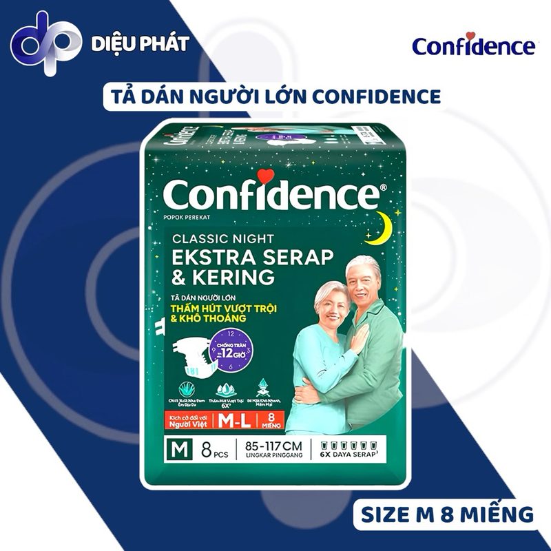 Ảnh 2 của COMBO Tã Dán Người Lớn Confidence Size M/L 8 Miếng Khô Thoáng Thấm Hút Vượt Trội 6X