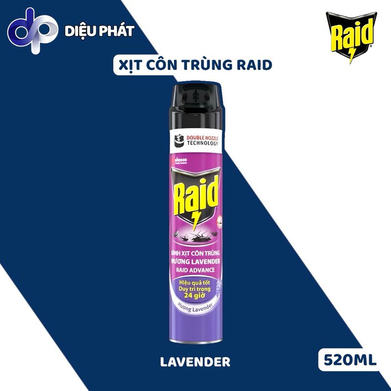 Ảnh 4 của COMBO Xịt Côn Trùng Raid 520ml – Không Mùi / Cam Chanh / Lavender | Hỗ Trợ Đuổi Muỗi, Côn Trùng
