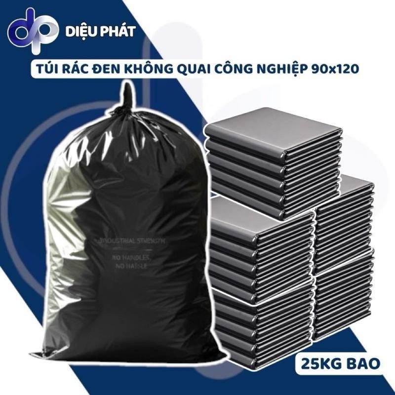 COMBO Sỉ 25KG Túi Rác Đen Công Nghiệp 90x120 Không Quai 1KG 7 - 9 Cái Vừa Thùng 120L Dày Dặn Chịu Tải Cao