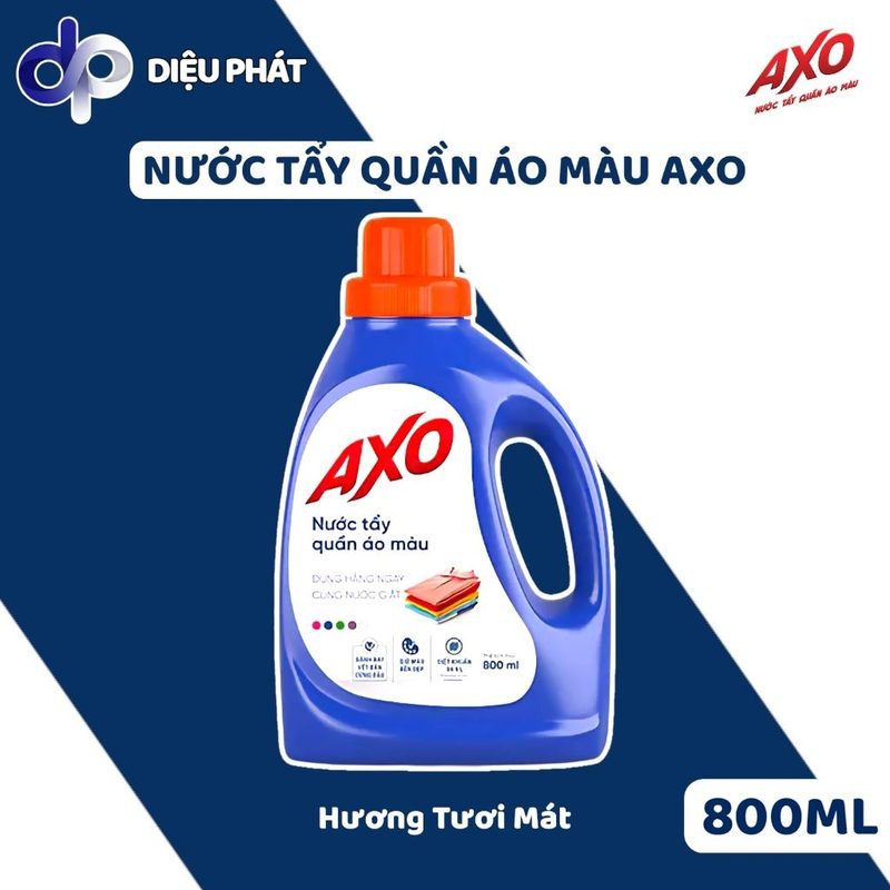 Ảnh 4 của Thùng 12 Nước Tẩy Quần Áo Giữ Màu AXO Hương Hoa Đào, Thanh Khiết, Thông Xanh, Oải Hương, Tươi Mát Chai 800ML