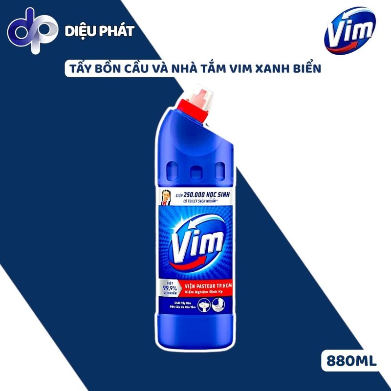 COMBO Nước Tẩy Bồn Cầu Vim Diệt Khuẩn Xanh Biển Làm Sạch Toilet Nhanh, Hiệu Quả Chai 880ML