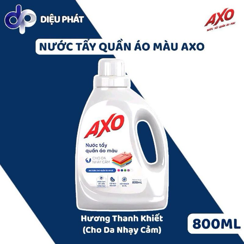 Ảnh 2 của COMBO 3 Nước Tẩy Làm Sạch Quần Áo Giữ Màu AXO Hương Hoa Đào, Tươi Mát, Thông Xanh, Oải Hương, Cho Da Nhạy Cảm Chai 800ML