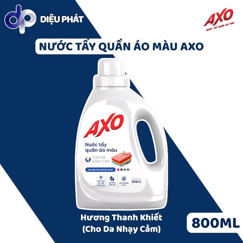 Ảnh 4 của COMBO Nước Tẩy Làm Sạch Quần Áo Giữ Màu AXO Hương Hoa Đào, Tươi Mát, Thông Xanh, Oải Hương, Thanh Khiết 800ML