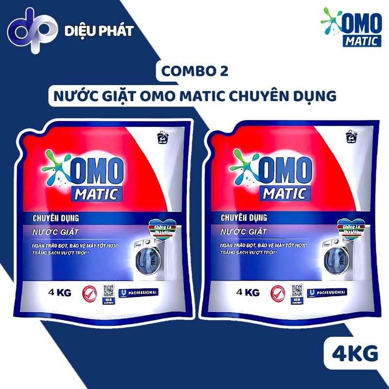 Ảnh 2 của Thùng Nước Giặt OMO MATIC Chuyên Dụng Cửa Trước Túi 4Kg - Ngăn Trào Bọt - Dành Cho Giặt Ủi