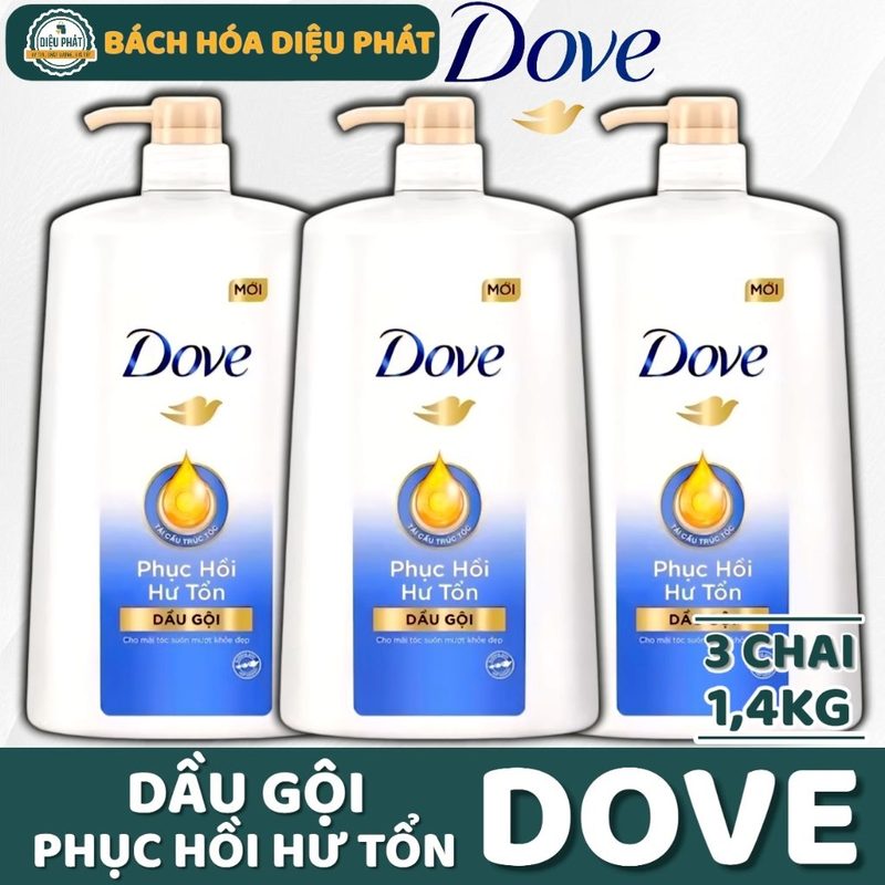 Ảnh 2 của COMBO 3 Dầu Gội Dove Phục Hồi Hư Tổn 1.4KG – Làm Mềm & Tái Tạo Tóc Hư Tổn