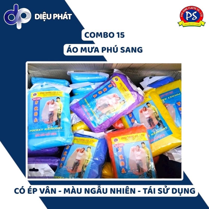 Ảnh 2 của COMBO Áo Mưa Nilon Tiện Lợi Phú Sang Ép Vân Cao Cấp - Dày, Bền, Chống Nhăn, Tái Sử Dụng 1-2 Lần