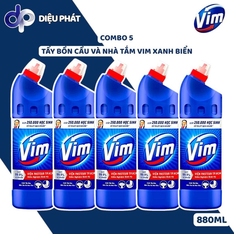 Ảnh 3 của COMBO Nước Tẩy Bồn Cầu Vim Diệt Khuẩn Xanh Biển Làm Sạch Toilet Nhanh, Hiệu Quả Chai 880ML