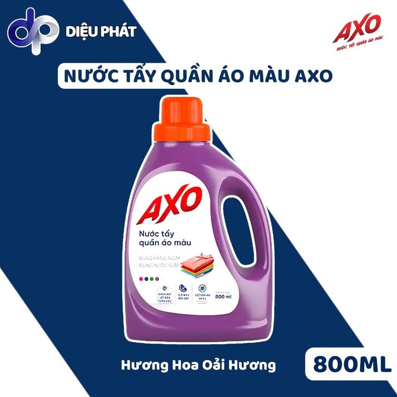 Ảnh 3 của Thùng 12 Nước Tẩy Quần Áo Giữ Màu AXO Hương Hoa Đào, Thanh Khiết, Thông Xanh, Oải Hương, Tươi Mát Chai 800ML