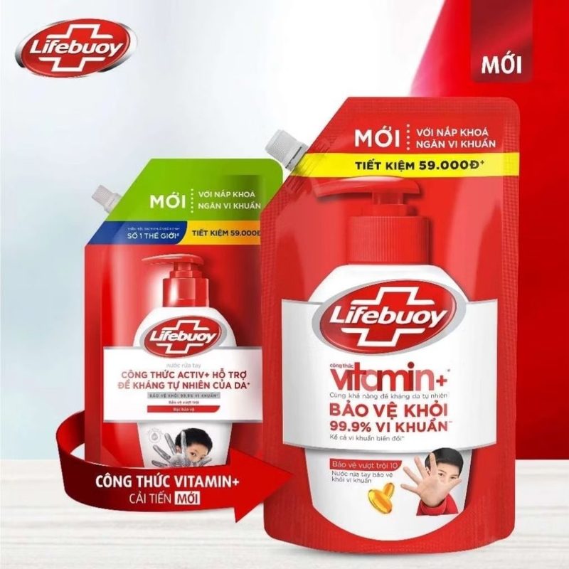 Ảnh 2 của Thùng Nước Rửa Tay Lifebuoy Túi 1KG – Bảo Vệ Vượt Trội / Sữa Dưỡng Ẩm - Túi Lớn Tiết Kiệm
