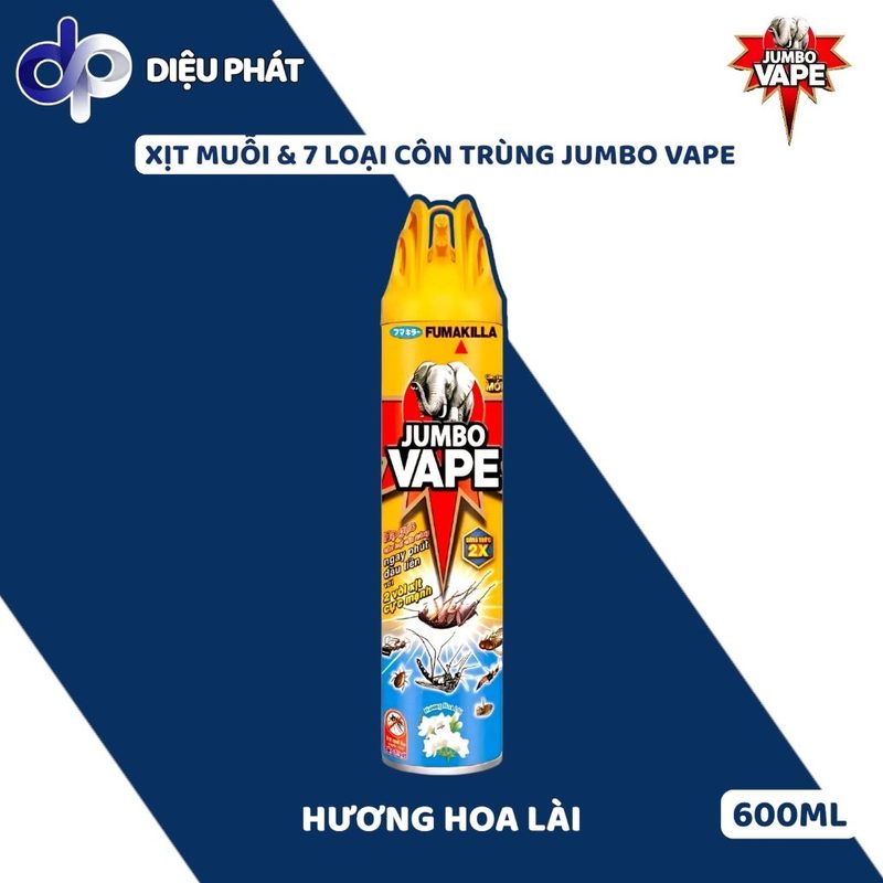Ảnh 4 của Thùng Xịt Côn Trùng JUMBO VAPE Chai 600ML - Cam Chanh, Không Mùi, Lavender, Hoa Lài, Hoa & Trà