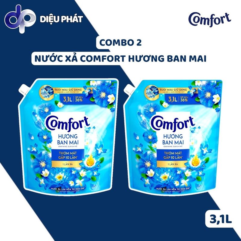 Ảnh 2 của Thùng Nước Xả Vải Comfort Giữ Màu Một Lần Xả Hương Ban Mai Túi 3,1L
