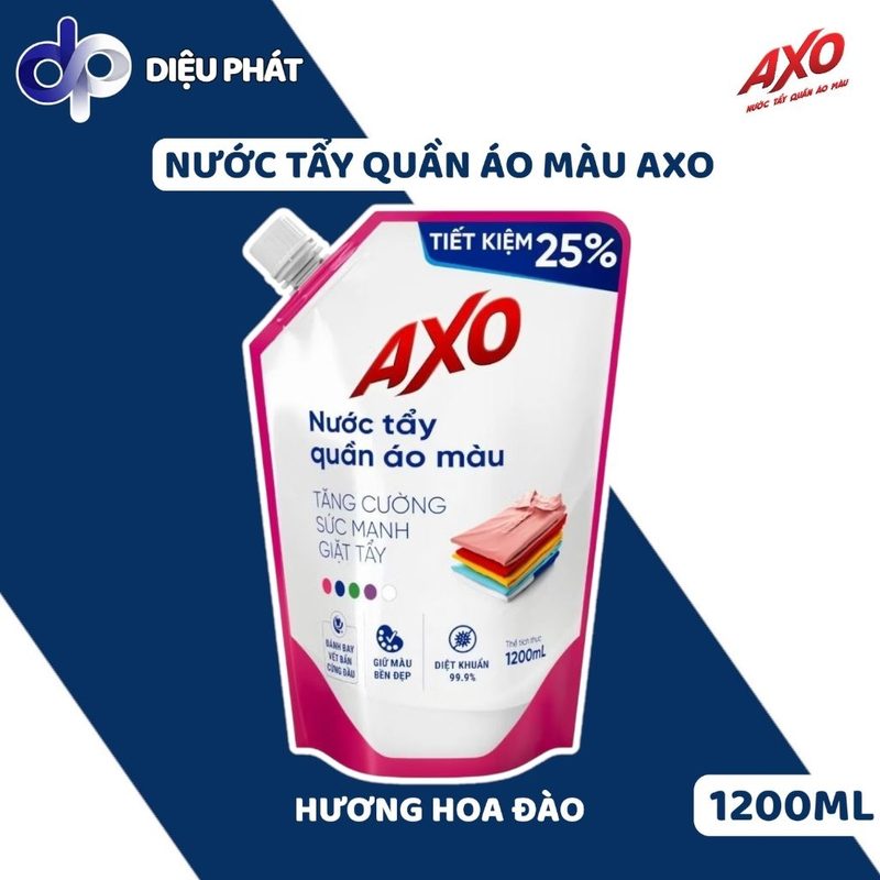 Ảnh 2 của COMBO Nước Tẩy Quần Áo Màu AXO Hoa Anh Đào & Thanh Khiết Túi 1200ml - Tẩy Không Phai Màu