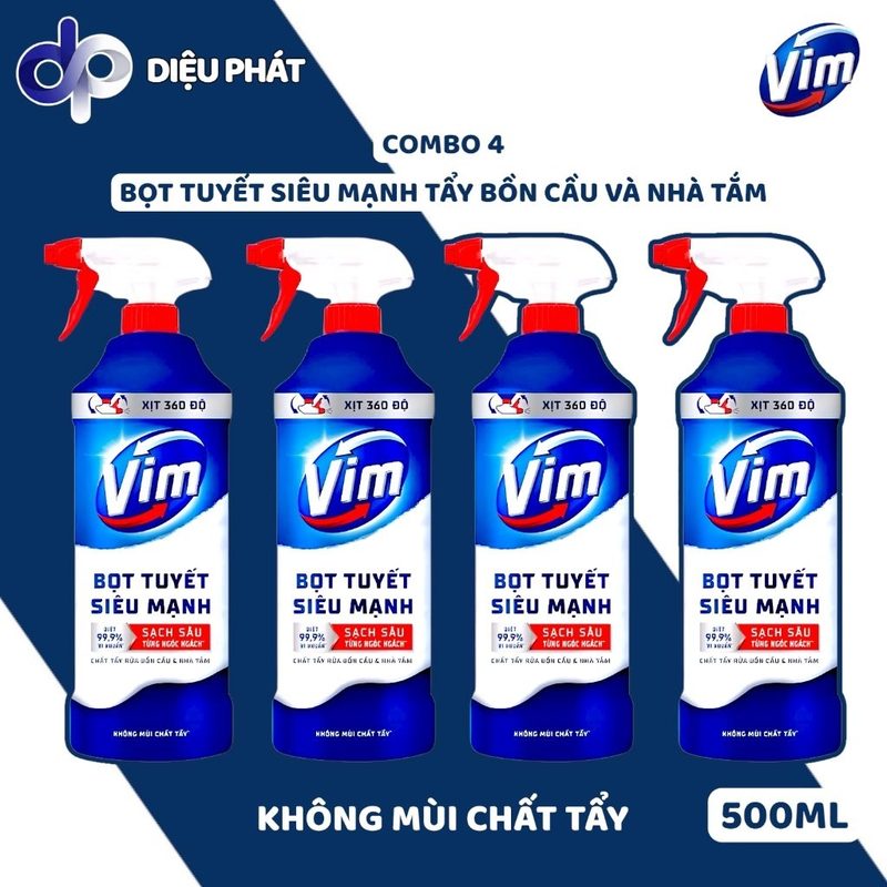 Ảnh 3 của COMBO Xịt Bọt Tuyết VIM Tẩy Bồn Cầu 500ml Đa Năng - Tẩy Sạch Nhà Tắm & Toilet Nhanh Chóng
