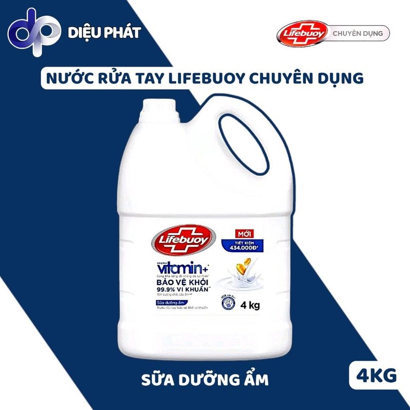 Ảnh 2 của Thùng Nước Rửa Tay Lifebuoy Chuyên Dụng Can 4Kg - Bảo Vệ Vượt Trội & Sữa Dưỡng Ẩm & Chanh Xả