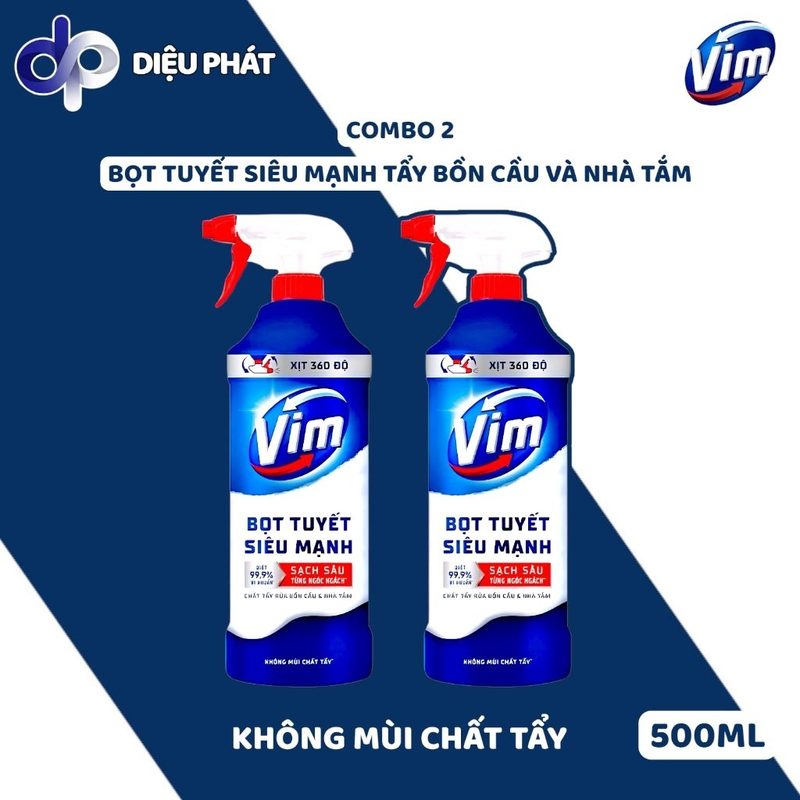 Ảnh 2 của COMBO Xịt Bọt Tuyết VIM Tẩy Bồn Cầu 500ml Đa Năng - Tẩy Sạch Nhà Tắm & Toilet Nhanh Chóng