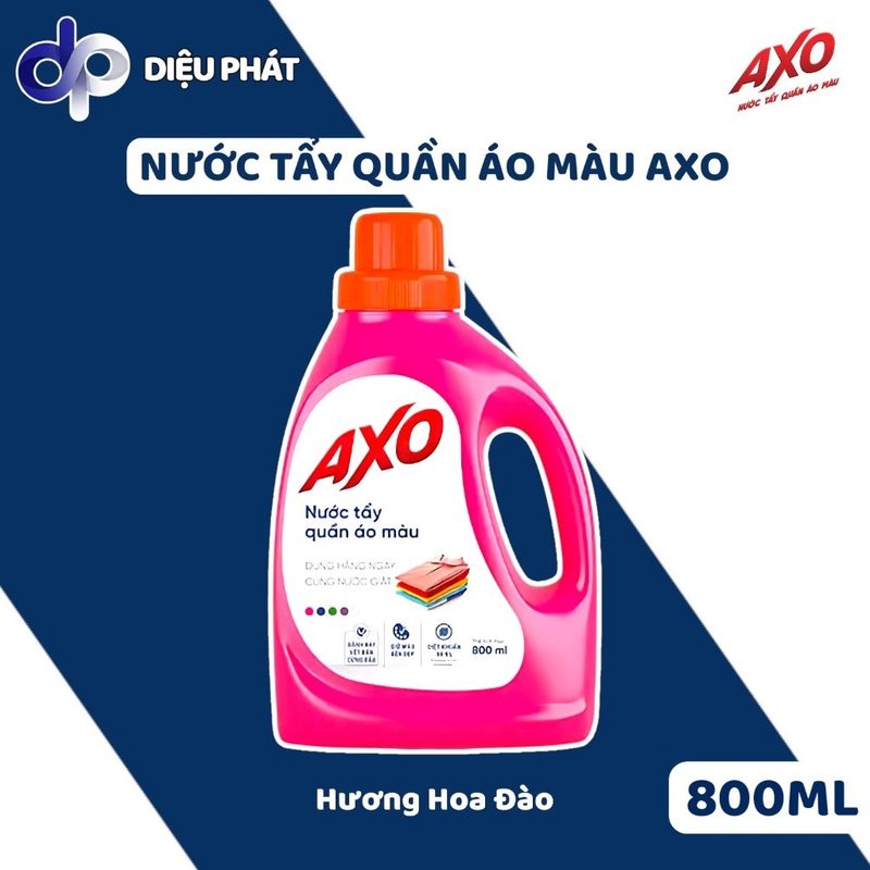 Ảnh 2 của Thùng 12 Nước Tẩy Quần Áo Giữ Màu AXO Hương Hoa Đào, Thanh Khiết, Thông Xanh, Oải Hương, Tươi Mát Chai 800ML