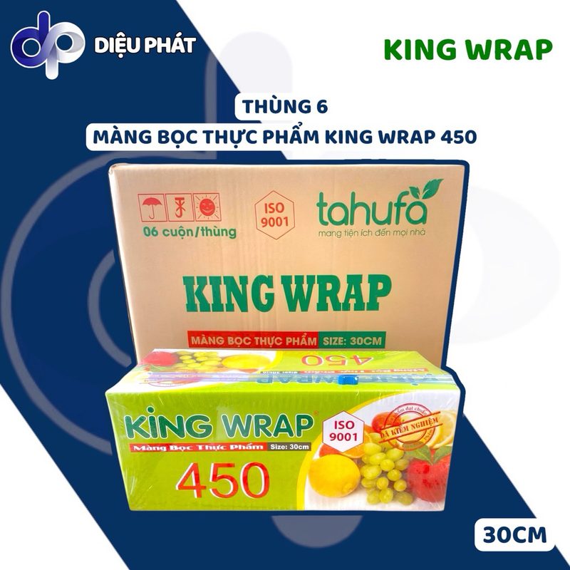 Ảnh 2 của Thùng Màng Bọc Thực Phẩm King Wrap 450 Bản Rộng 30cm Cuộn Lớn Kèm Dao Cắt Tiết Kiệm
