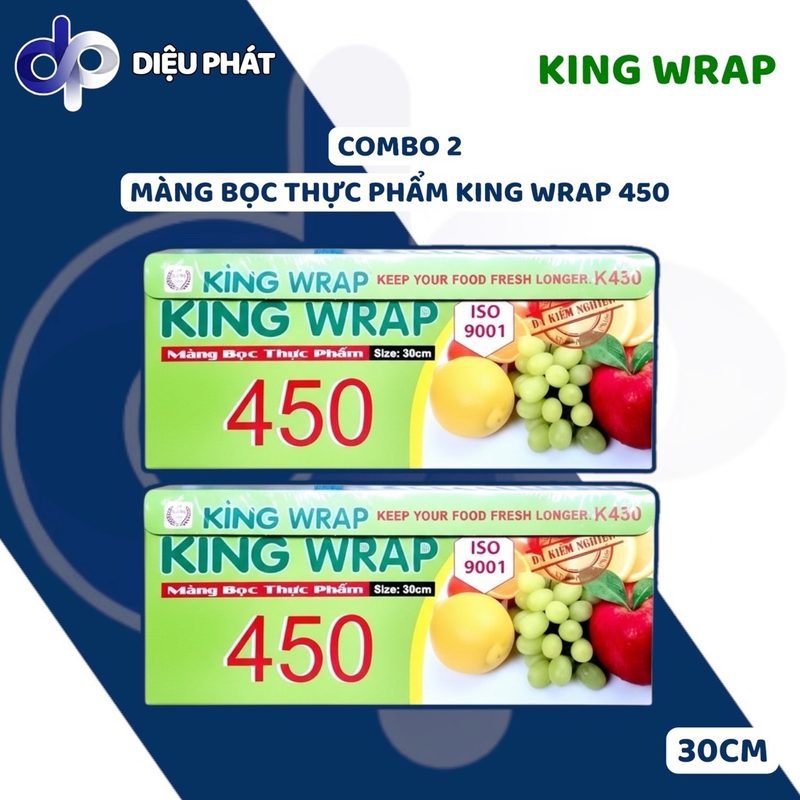 Ảnh 2 của COMBO Màng Bọc Thực Phẩm King Wrap 450 Bản Rộng 30cm Cuộn Lớn Kèm Dao Cắt Tiết Kiệm