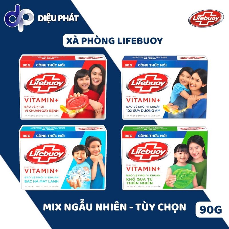 Ảnh 2 của Thùng Xà Bông Cục Lifebuoy 90G - Bảo Vệ Vượt Trội, Sữa Dưỡng Ẩm, Khổ Qua, Bạc Hà Mát Lạnh - Xà Phòng