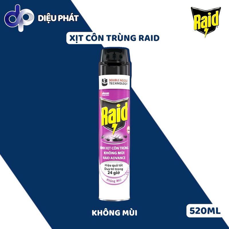 Ảnh 2 của COMBO Xịt Côn Trùng Raid 520ml – Không Mùi / Cam Chanh / Lavender | Hỗ Trợ Đuổi Muỗi, Côn Trùng